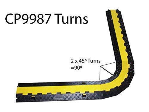 KABLE KONTROL Kable Kontrol Atlas Heavy Duty Cable Protector 45 Degree Left Turn 1.25 Width 1.25 Height 2 Channel CP9987 Compatible | Industrial Grade Rubber | Rubber Cable Protector | Wire Protector