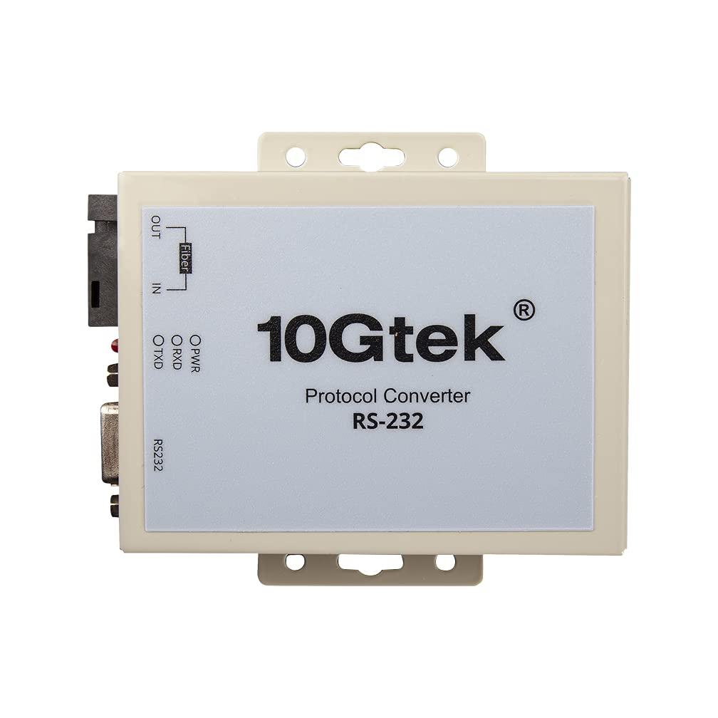 10Gtek Serial RS232 to Fiber Optic Media Converter, Serial Communication Data Converter Device Server, SM Bidi SC 1310nm 20km, Daisy-Chain or Redundant-Ring FO
