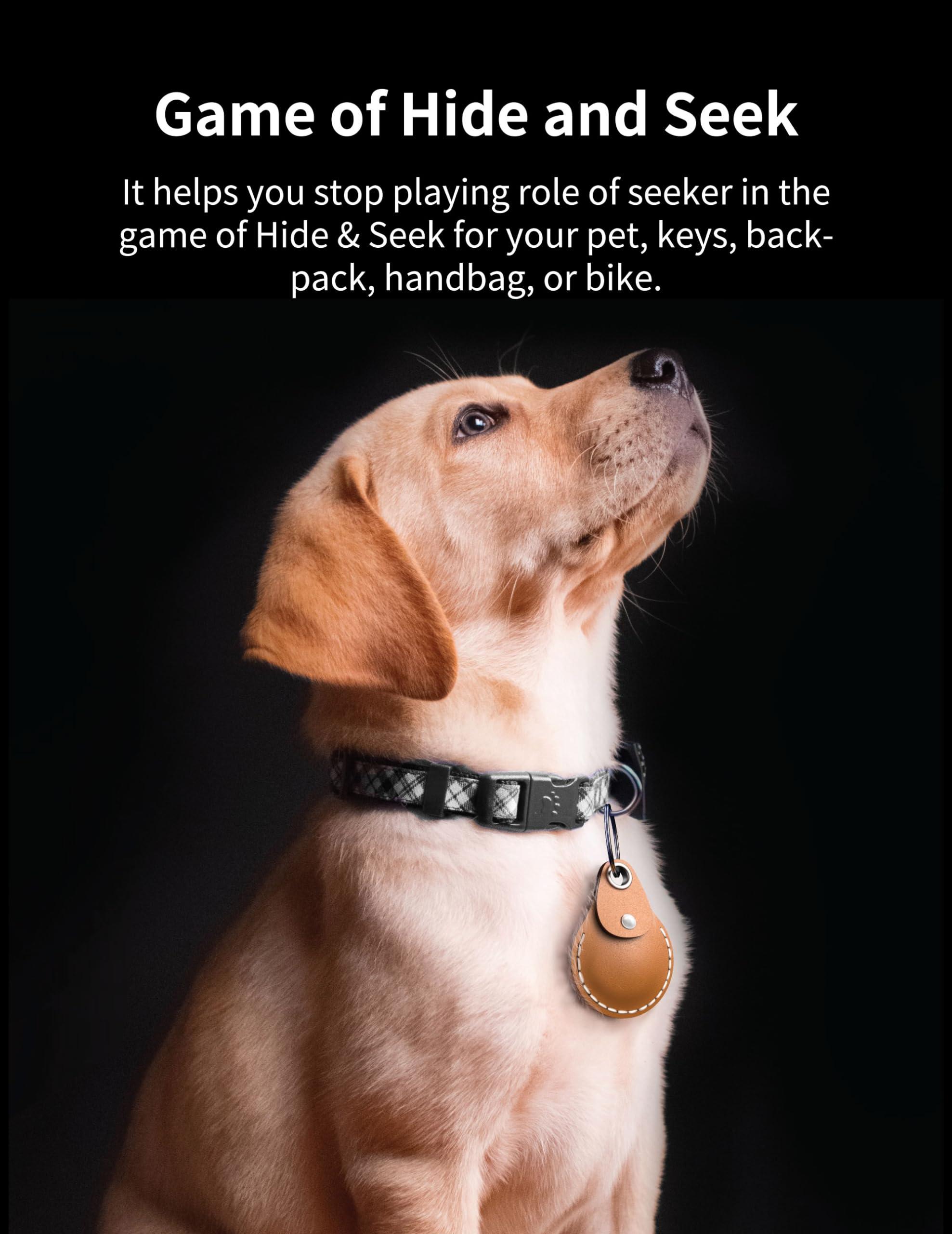 VogDuo VogDuo Horween Leather Case for AirTag, keyring wrist lanyard Holder Protect Cover Scratch Resistance (Havana Brown)