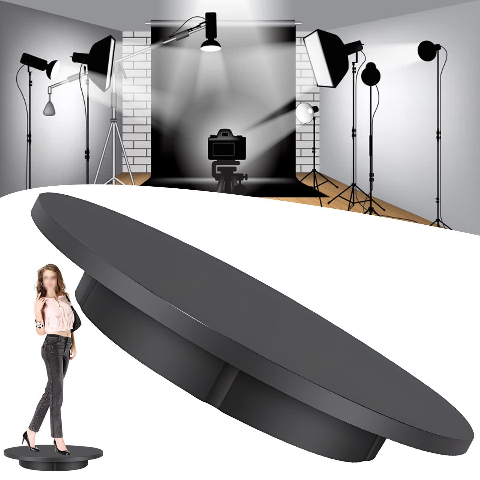 FONOBO FONOBO Electric Rotating Turntable for Photography, 360 Motorized Rotating Stand Display with 5 PVC Backgrounds for Live Video,Black