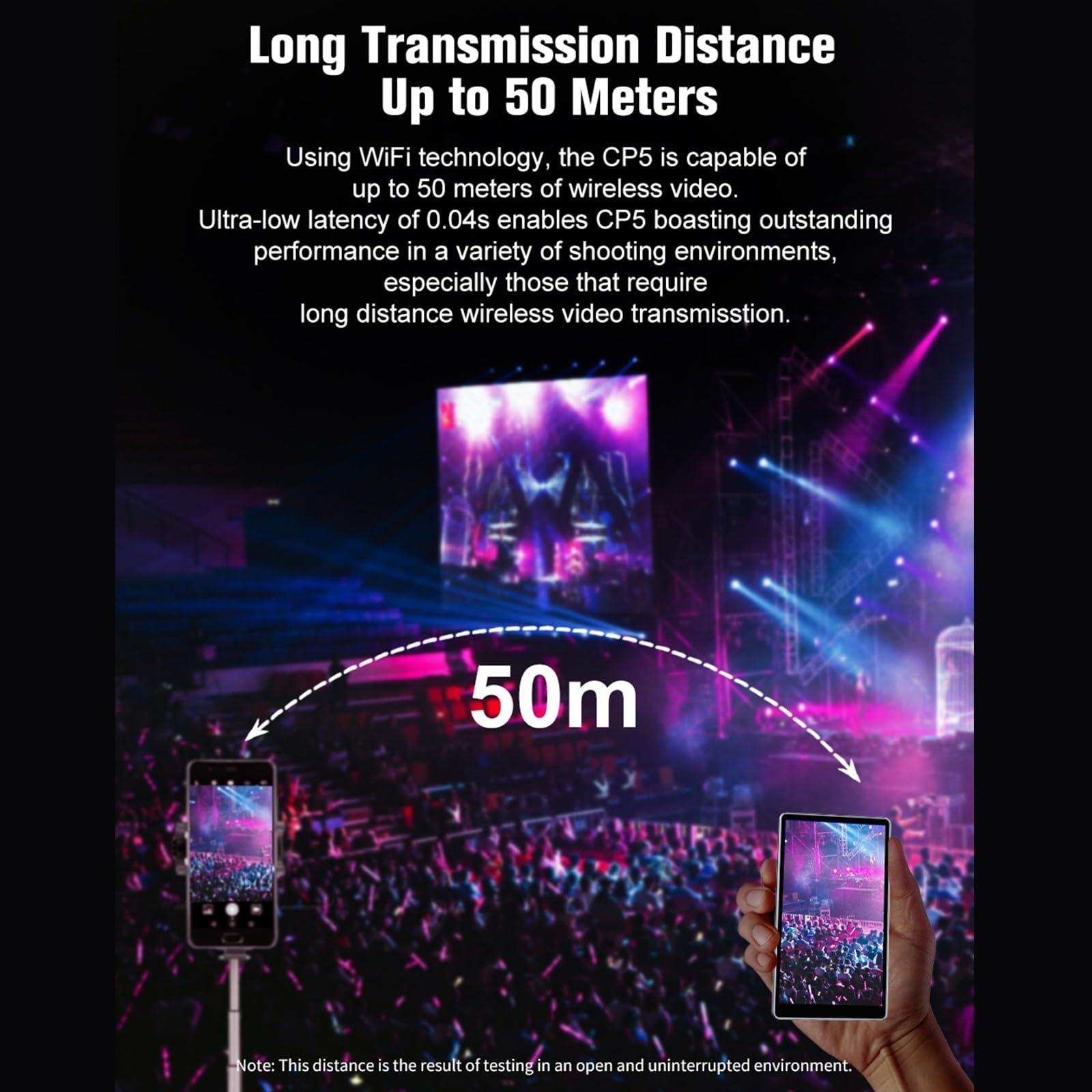 Shimbol Shimbol Snambol CP5 5" Touch Screen Rear Camera Selfie Monitor Alloy Shell iPhone Mini Monitors for iPhone Android Phone Vlogging with Magnetic Silicone Pink Case, Bluetooth Remote