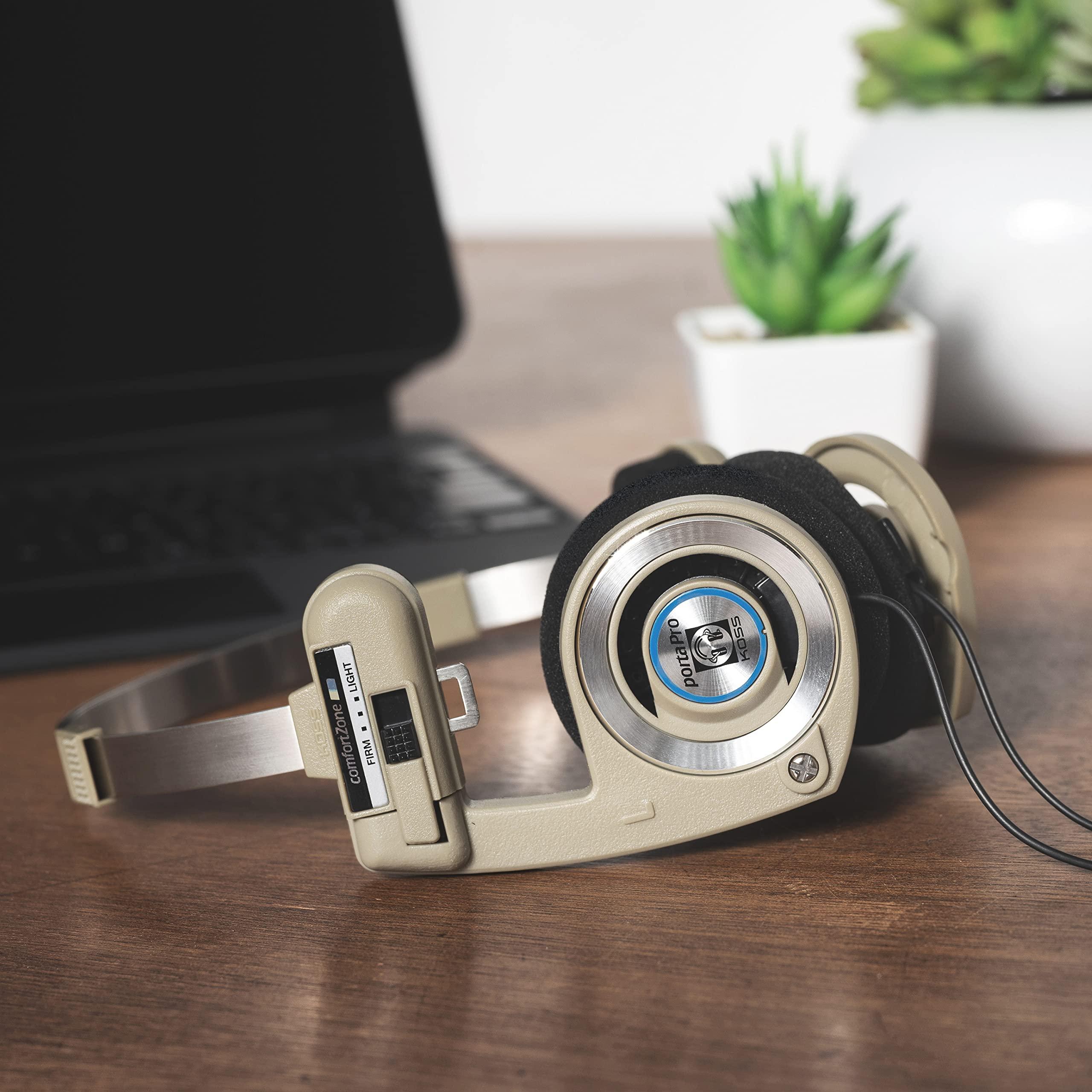 Koss Koss Porta Pro Limited Edition On-Ear Headphones, in-Line Microphone, Volume Control and Touch Remote Control, Retro Style, Includes Hard Carry Case, Wired with 3.5mm Plug, Rhythm Beige