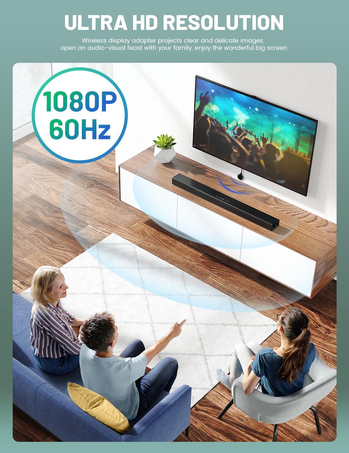 nohzio NOHZIO Wireless HDMI Display Dongle Adapter,No Need Any APP,No Setup, Streaming Video/Audio from Laptop,Tablet, PC, Smartphone to HDTV/Projector/Monitor, Support Android, iOS, Windows and MacOS