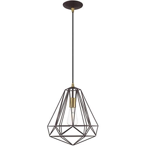Livex Lighting Livex Lighting 41324-07 Geometric Shade - 12.25" One Light Mini Pendant, Bronze Finish with Bronze Metal Shade