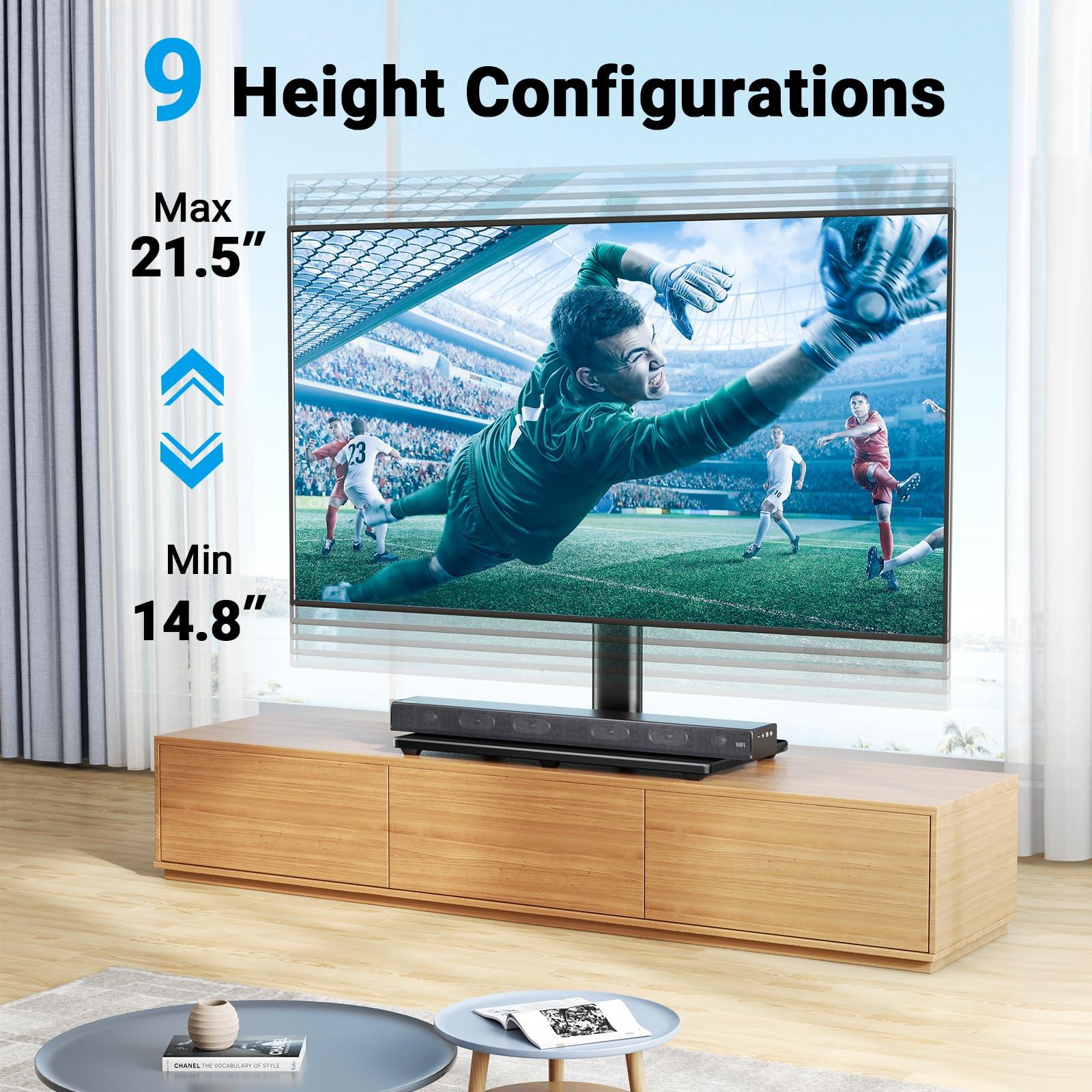 PERLESMITH PERLESMITH Swivel Universal TV Stand Mount for 32-82 Inch LCD OLED Flat/Curved Screen TVs up to 99lbs-Height Adjustable Table Top TV Stand/Base with Tempered Glass Base&Wire Management,VESA 600x400mm