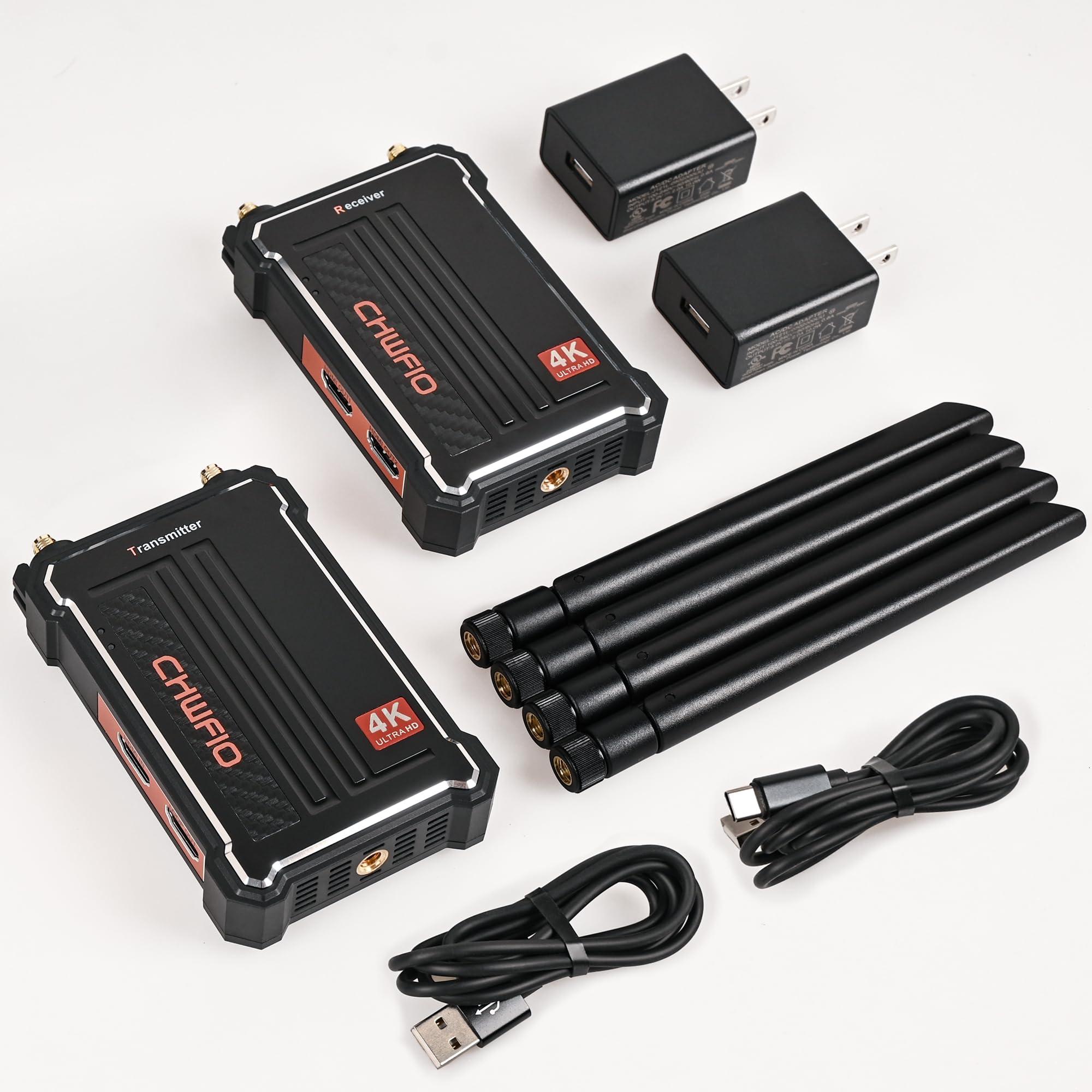 ChwFio Wireless HDMI Transmitter and Receiver 4K:,490FT Wireless HDMI Extender Plug&Play,2.4/5GHz Wireless Video Transmission System for Streaming Video/Audio/File from PC/Laptop/STB to Monitor/TV