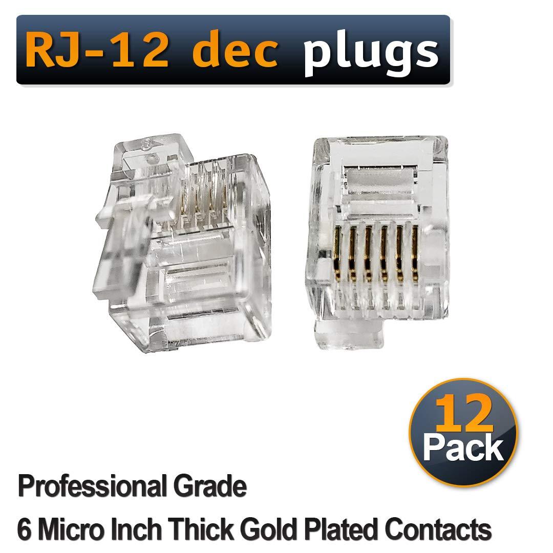 AmzDeals AmzDeals RJ12 DEC 6P6C Modular Plugs with Left Latch Offset Tab (12 Pack)
