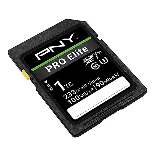 PNY PNY 1TB PRO Elite Class 10 U3 V30 SDXC Flash Memory Card - 100MB/s, Class 10, U3, V30, 4K UHD, Full HD, UHS-I, Full Size SD