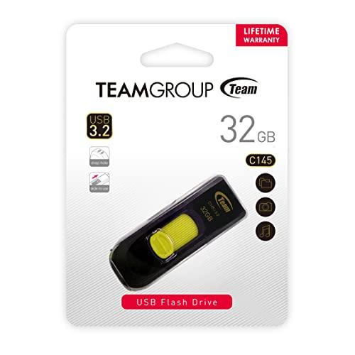 TEAMGROUP TEAMGROUP C145 32GB 50 Pack USB 3.2 Gen 1 (3.1/3.0) USB Flash Thumb Drive, External Data Storage Memory Stick Compatible with Computer/Laptop (Black-Yellow) TC145332GY25
