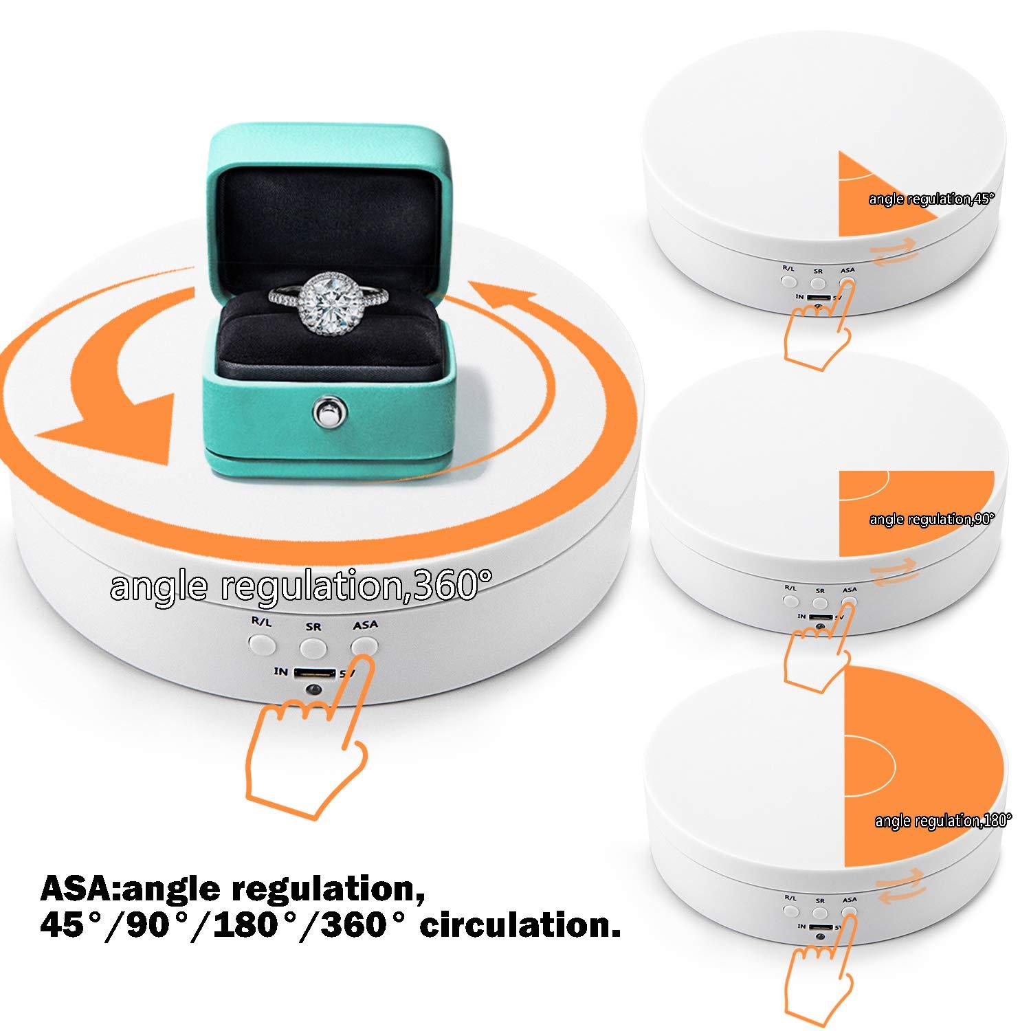 Leadleds Leadleds 3 Speeds Electric Rotating Display Stand, 360 Degree Turntable Display Stand for Photography Video Shooting Props Jewelry (White)