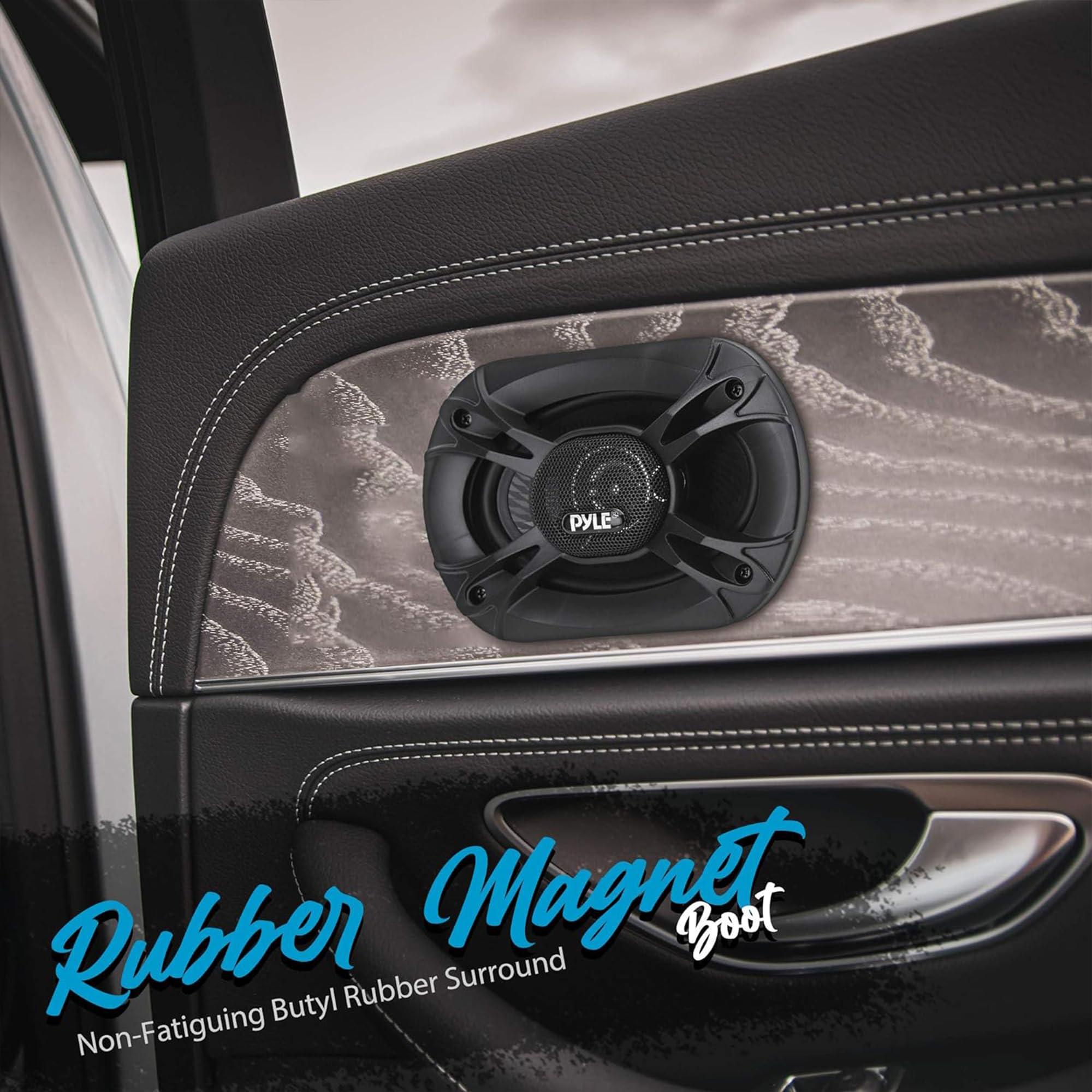 Pyle Pyle 4 Way 6x9 Inch 500 Watt Quadriaxial Loud Pro Audio Universal Quick Replacement Component Sound Speaker with Non-Fatiguing Butyl Rubber (Set of 2)