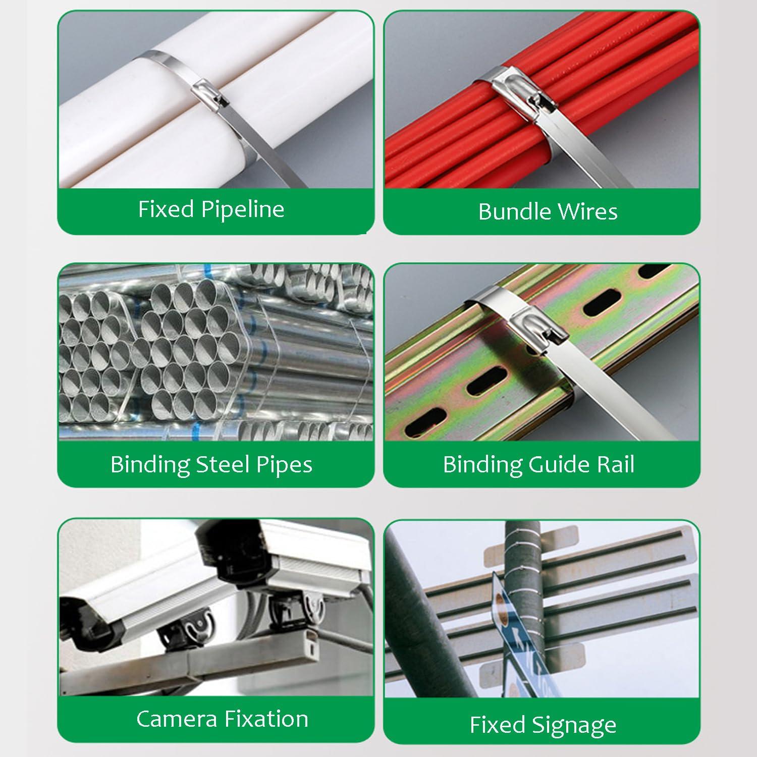 nLn Hope Stainless Steel Cable Tie Gun Metal Zip Tensioner, Multi-Purpose Hand Tensioning Cutting Tool for Self-Locking Metal Zip Ties Cable Strap Tie (PG100 Cable Tie Gun)