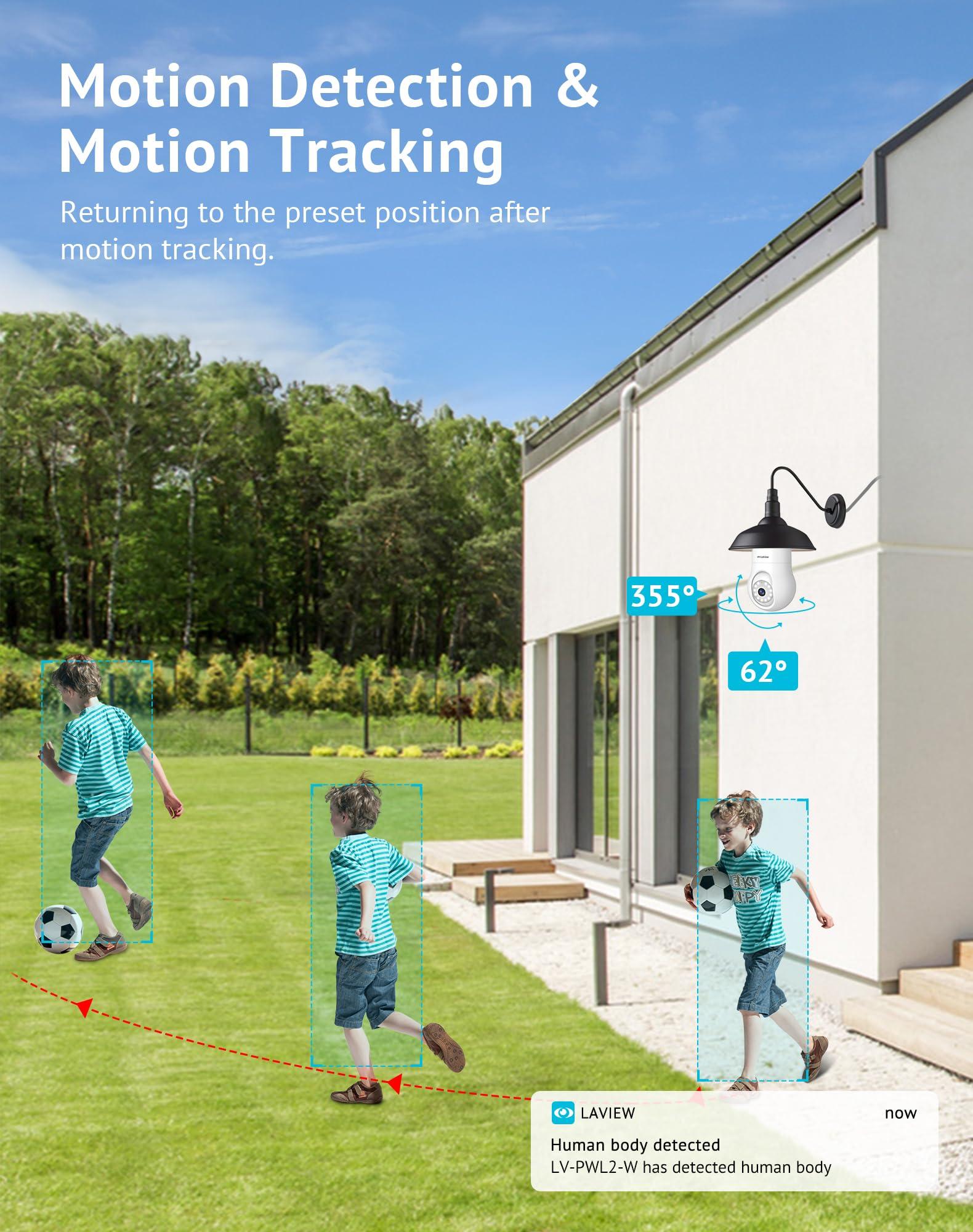 LaView LaView 4MP Bulb Security Camera 5G& 2.4GHz, 3602K Security Cameras Wireless Outdoor Indoor Full Color Day and Night, Motion Detection, Audible Alarm, Easy Installation, Compatible with Alexa (2 Pack)