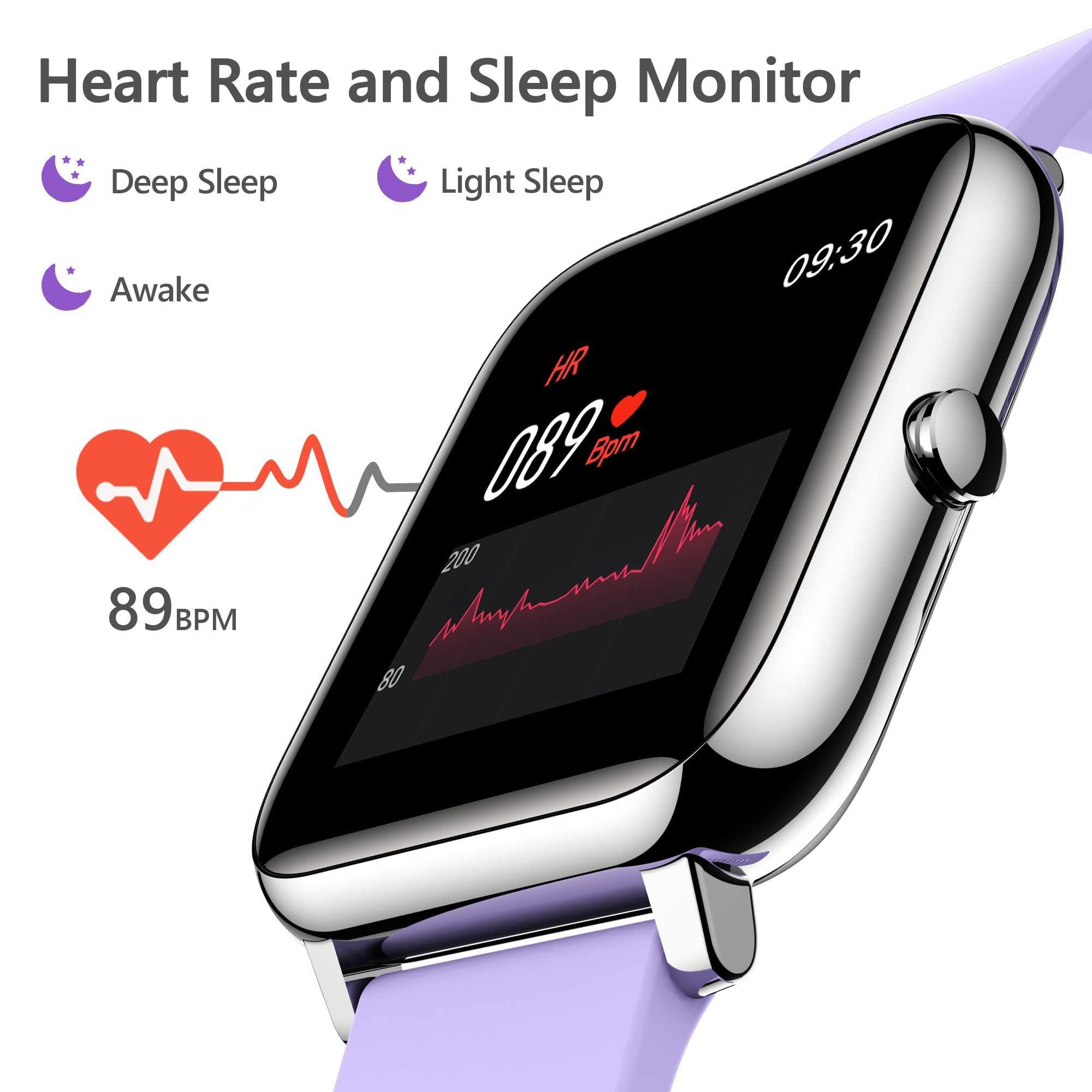 KALINCO KALINCO Smart Watch, Fitness Tracker with Heart Rate Monitor, Blood Pressure, Blood Oxygen Tracking, 1.4 Inch Touch Screen Smartwatch Fitness Watch for Women Men Compatible with iOS Android
