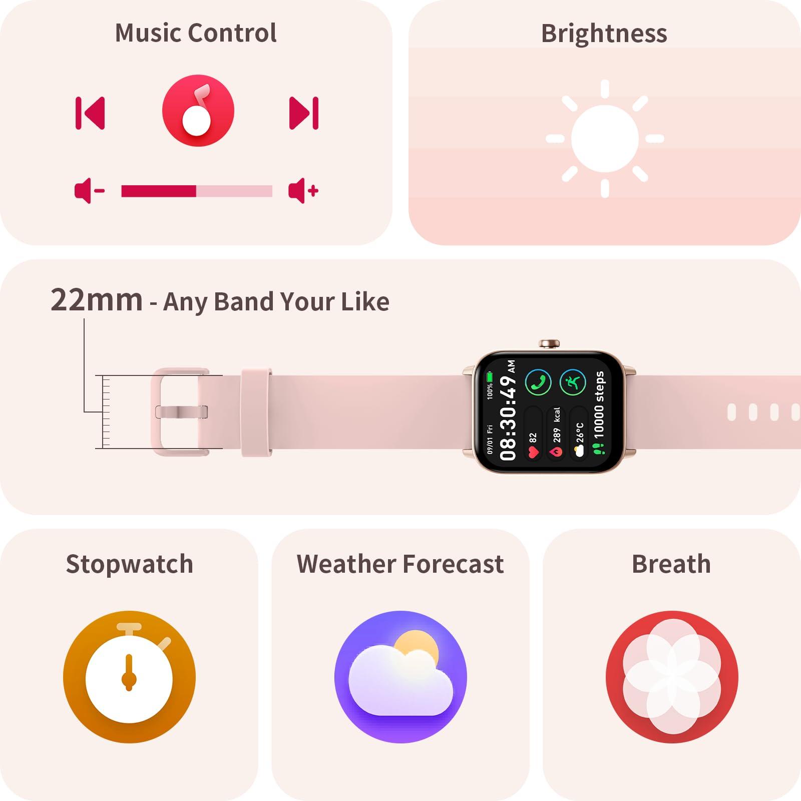 Yoever Yoever Smart Watch for Women iPhone & Android, 1.8" Smartwatch with Bluetooth (Answer/Makes) Built-in Alexa, Fitness & Sleep Tracker with 110+ Sport Modes, Heart Rate/SpO2 Monitor, IP68 Waterproof