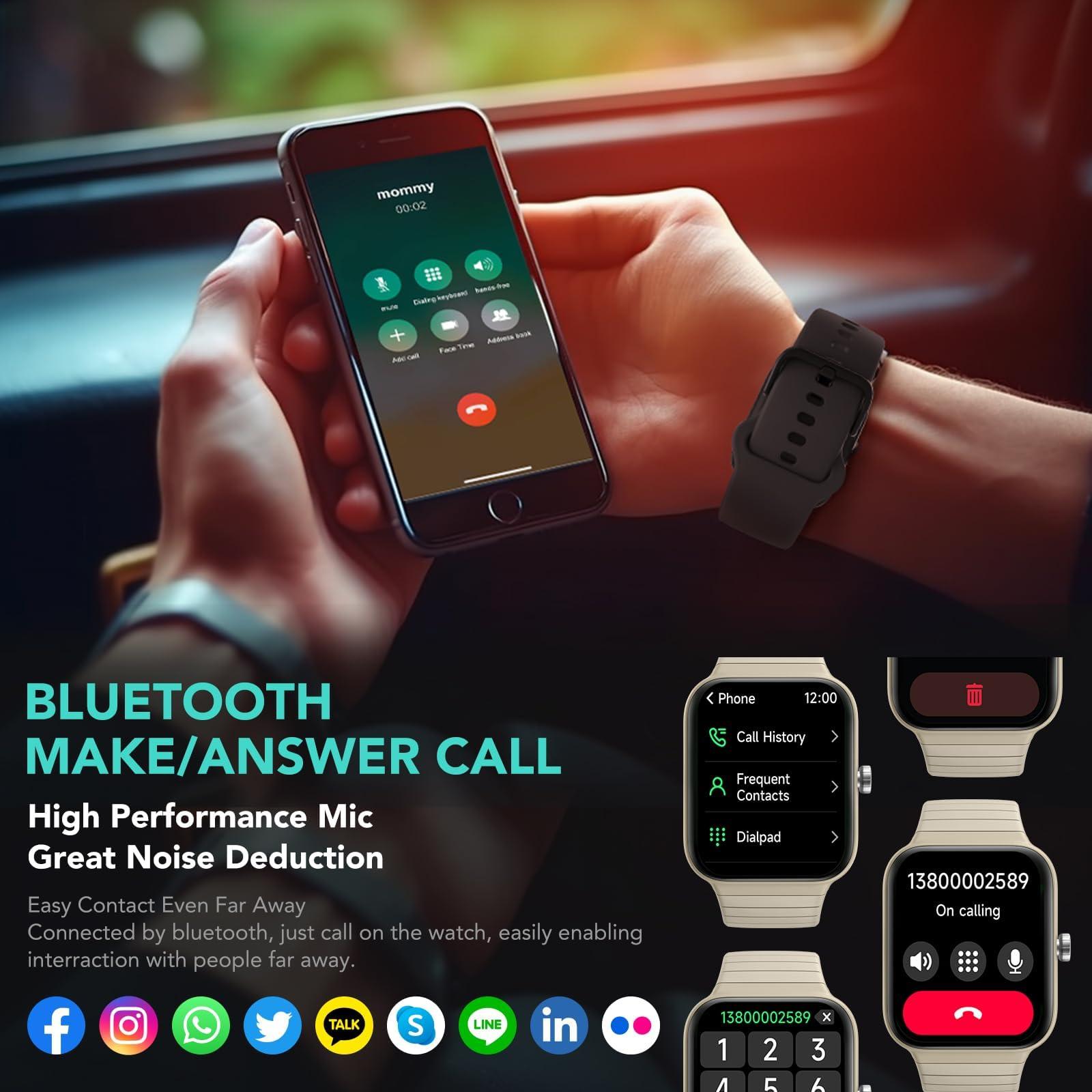 SKG SKG Smart Watch for Women Men (Answer/Make Call), Alexa Built-in, Extra Black Band, IP68 Smartwatch for Android iPhone, 100+ Sport 1.8" Fitness Tracker with Heart Rate SpO2 Monitor, V7 Cyber Beige