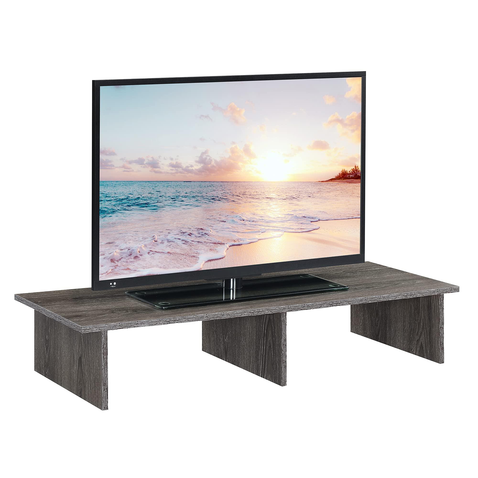 Convenience Concepts Convenience Concepts Designs2Go Wide TV Riser 42", for TVs up to 46" - Contemporary TV or Computer Riser for Living Room, Modern Office, Den, Weathered Gray