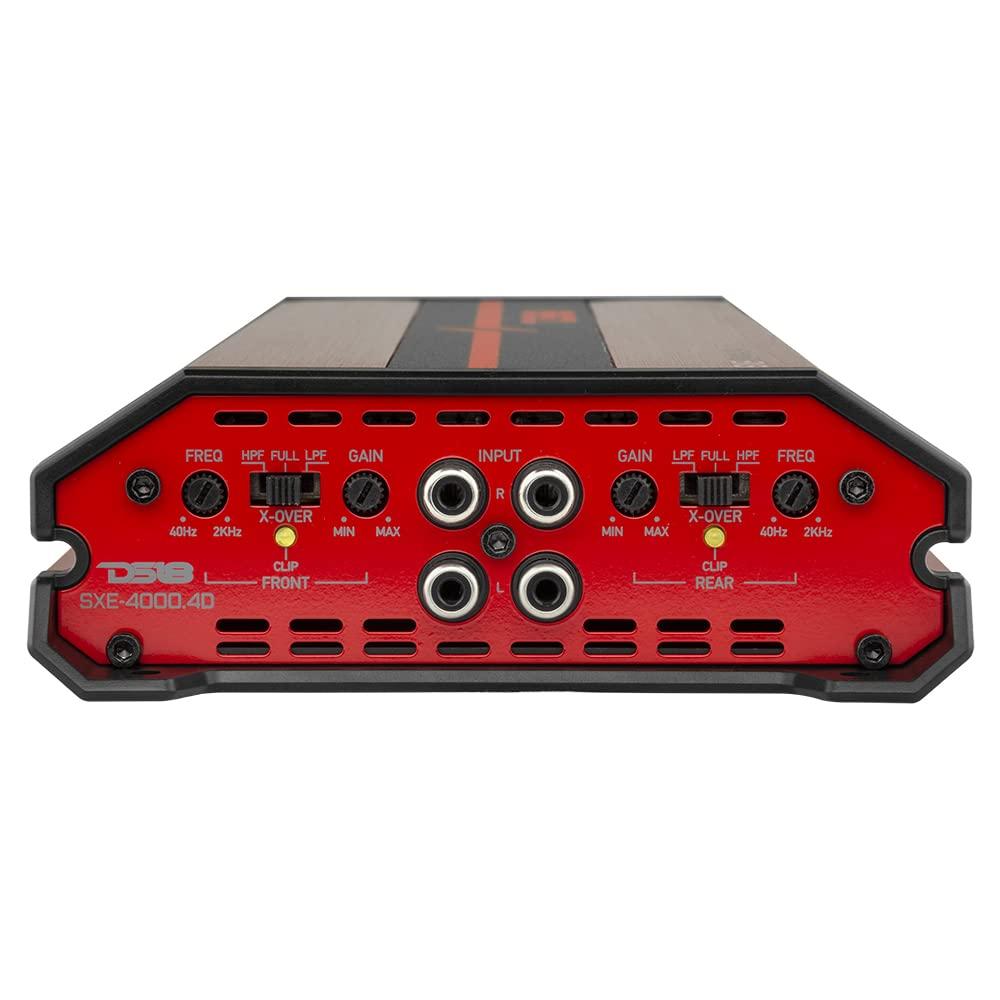 DS18 DS18 SXE-4000.4D/RD Car Amplifier Stereo Full-Range Class D 4-Channel 275x4 RMS @4 OHM 4000 Watts - Powerful and Compact Amp for Speakers in Car Audio System