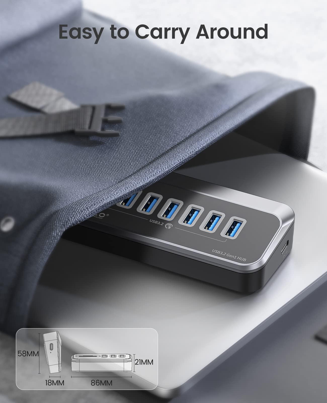 ORICO ORICO USB 3.0 Hub [5Gbps], 7 Port USB Hub with 3.28Ft USB-C Cable and USB-A Adapter, USB 3.2 Gen1 Splitter for iMac, All MacBooks, Mac Mini