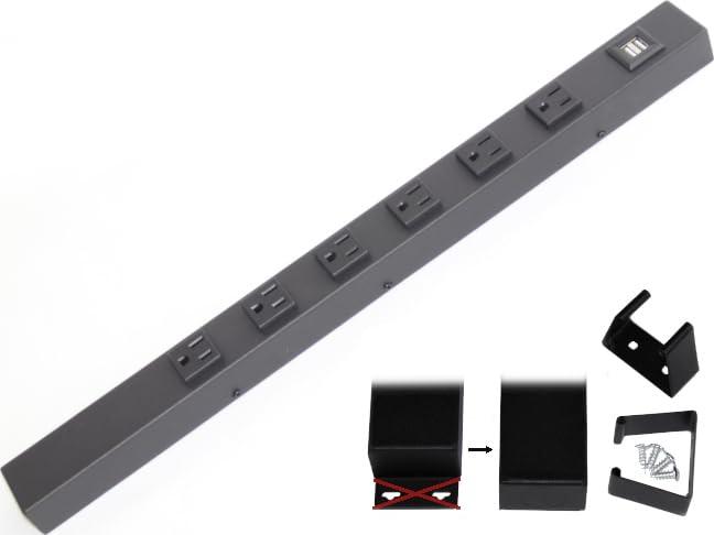 X1 20 inch Hardwired Power Strip (NO Power Cord), 6 Vertical Outlets (NOT Tamper Resistant), NO Ears (Without mounting tabs), 15A (NOT a 20 Amp Unit), USB