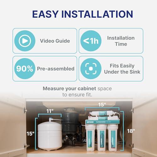 NU Aqua NU Aqua 6-Stage UV Under Sink Reverse Osmosis Water Filter System - 100 GPD RO Filtration & UV - Faucet & Tank - PPM Meter - 100GPD Undersink - Home Kitchen Pure Agua Drinking Water Purifier
