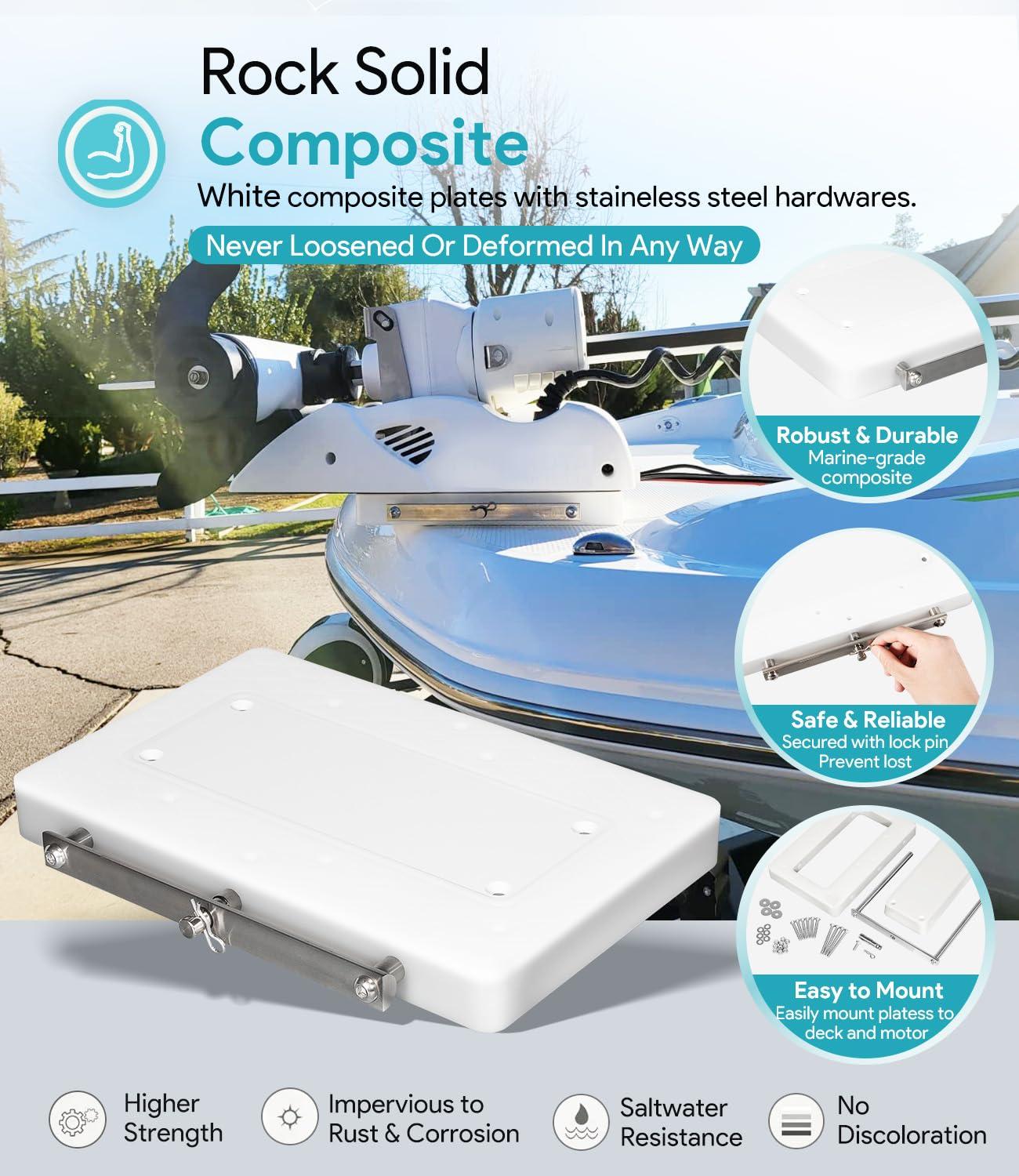 sixcow 1854054 RTA-54 for Minn Kota Composite Quick Release Bracket Mounted Plate for Riptide Electric Steer Trolling Motor Terrova, Ulterra, PowerDrive V2 & Deckhand 40