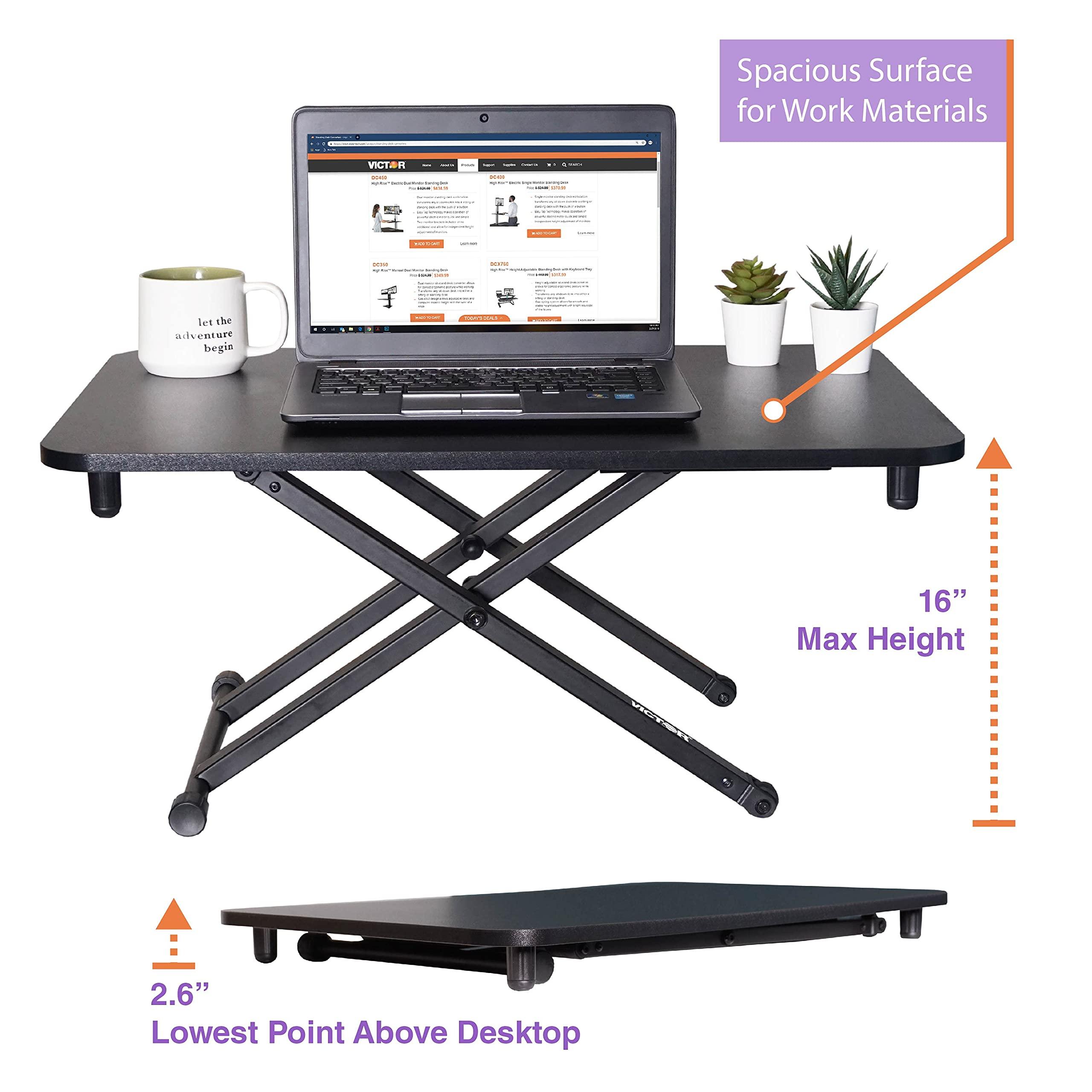 Victor Victor DCX129 High Rise Collection Adjustable Standing Desk for Laptops 29x18.5 Black