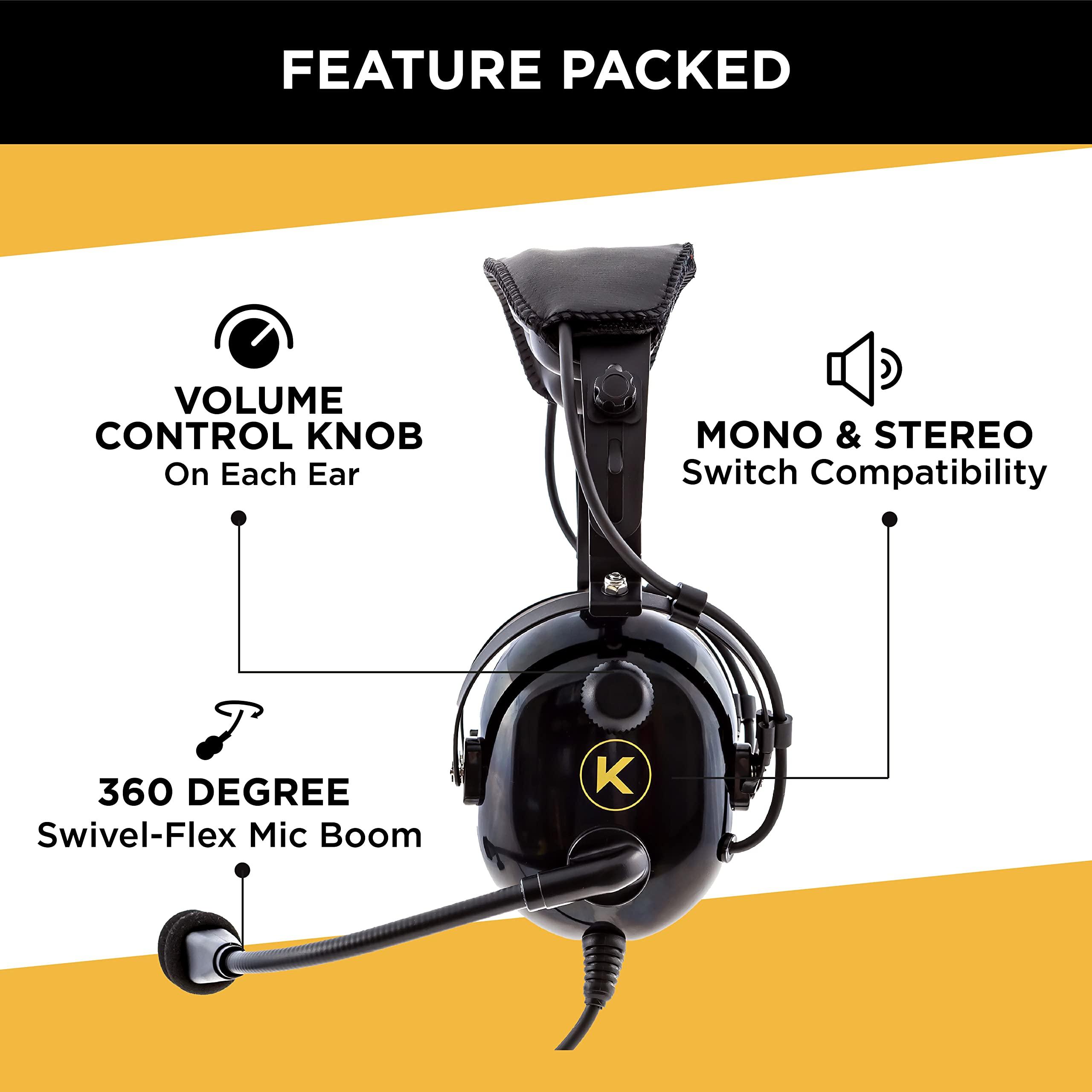 KORE AVIATION KORE AVIATION KA-1 General Aviation Headset for Pilots with 100% Cotton, Washable, Double Knit, Cloth Ear Cover (Sold in Pairs)