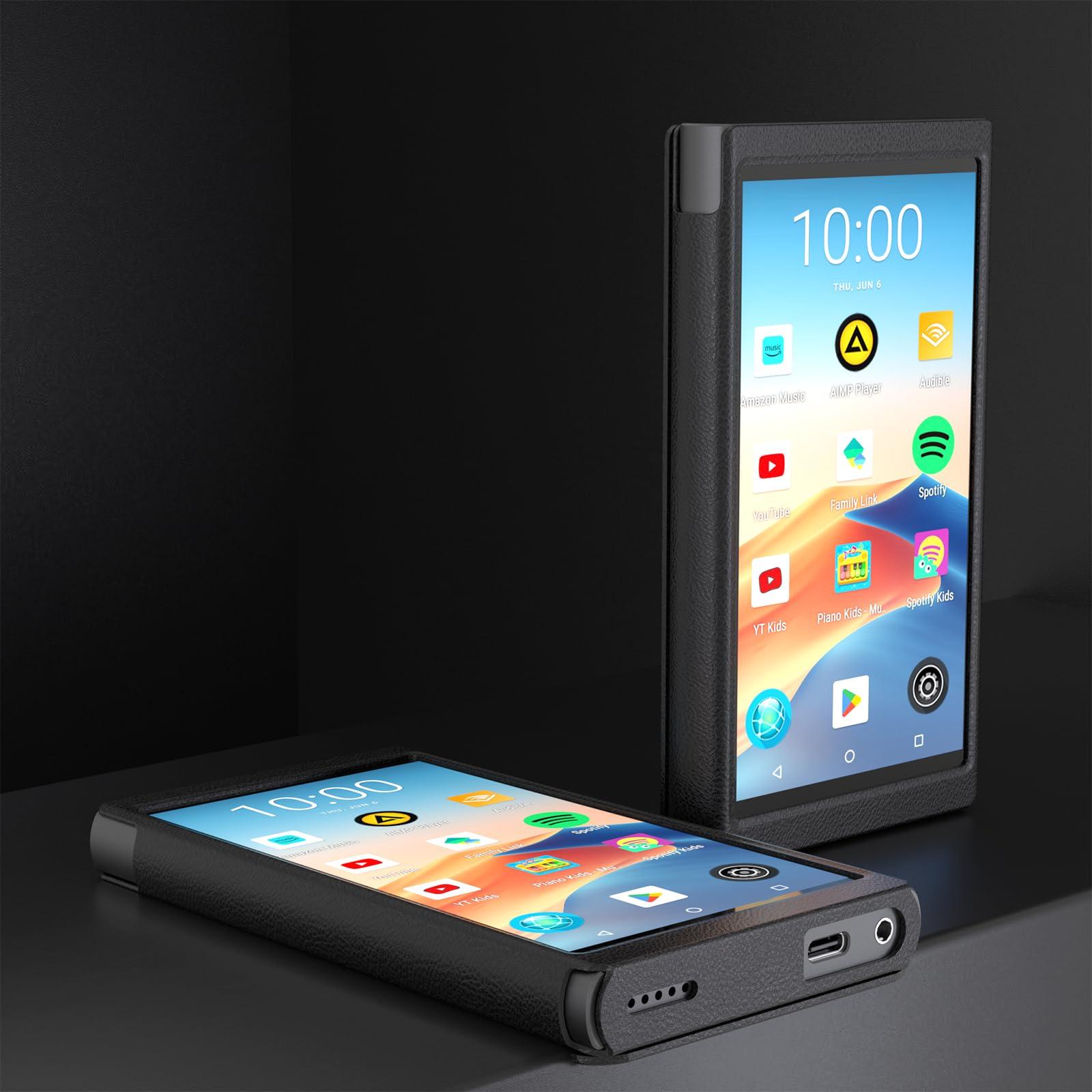 PECSU MP3 Player for Kids with Parental Controls,YouTube Kids,Spotify Kids,Piano Kids,Amazon Music,Audible,APP Store,5\" HD IPS Music Player Up to 1TB with Leather case