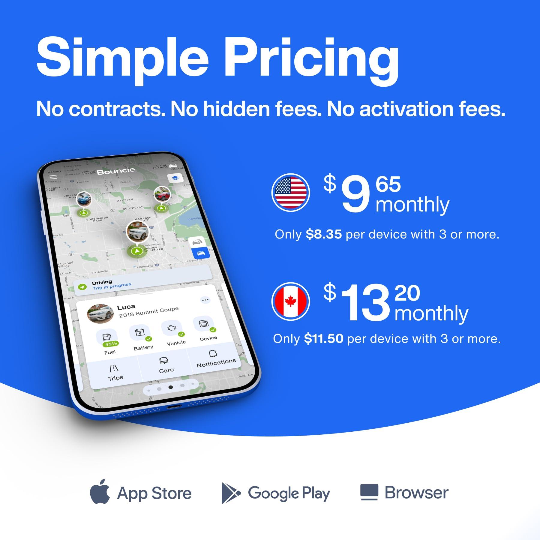 Bouncie Bouncie GPS Tracker for Vehicles with Real-Time Location, Route History, Speed Monitoring, Geo-Fence & Accident Notifications - for Fleets & Family - Cancel Anytime