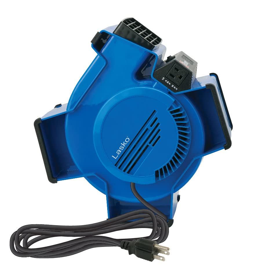 Lasko Lasko X-Blower High Velocity Pivoting Utility Blower Fan for Cooling, Ventilating, Exhausting, and Drying, 6 Position 3-Speed Floor Fan with AC Outlet, Circuit Breaker, USB Port, 11x9x12, Blue, X12905