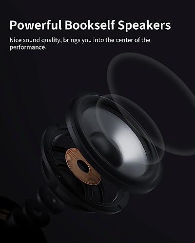 ANGELS HORN ANGELS HORN Vinyl Record Player, Hi-Fi System Bluetooth Turntable Players with Stereo Bookshelf Speakers, Built-in Phono Preamp, Belt Drive 2-Speed, Adjustable Counterweight, AT-3600L