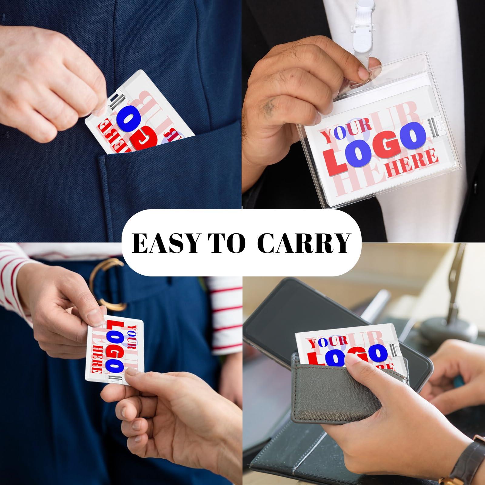 FEWINA Card Shape Custom USB Flash Drive 32GB 25 Pack Customized Thumb Drive Credit Card Shape Customizable USB Drive Logo Print FEWINA Branding with Personalized USB Stick