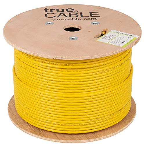 TRUE CABLE trueCABLE Cat6A Riser (CMR), 1000ft, Yellow, 23AWG 4 Pair Solid Bare Copper, 750MHz, PoE++ (4PPoE), ETL Listed, Unshielded Twisted Pair (UTP), Bulk Ethernet Cable