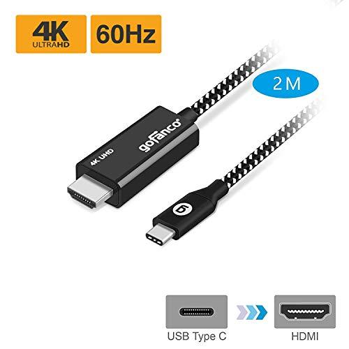 gofanco gofanco 4K 60Hz USB Type C to HDMI 2.0 6.6ft Braided Adapter Cable Home Office - Work from Home - Thunderbolt 3 Compatible - UHD 4K @60Hz - 2 Meters, DisplayPort Alternate Mode via USB-C Required