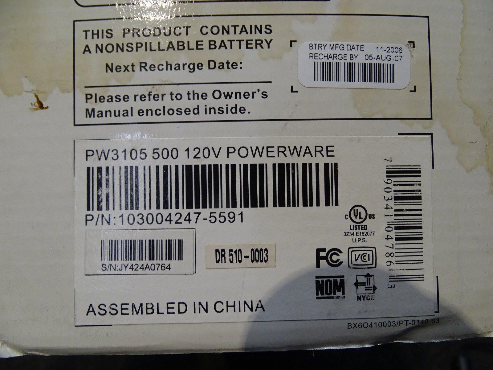 Eaton EATON PW3105 500 120V Powerware Rohs