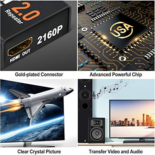 Flashmen Flashmen HDMI Booster 2.0, 4K2K 1080P 3D HDMI Amplifier Repeater HDMI Powered Signal Amplifier Booster 18Gbps Bandwidth HDCP 2.2 Up to 60m/200ft Transmission Distance