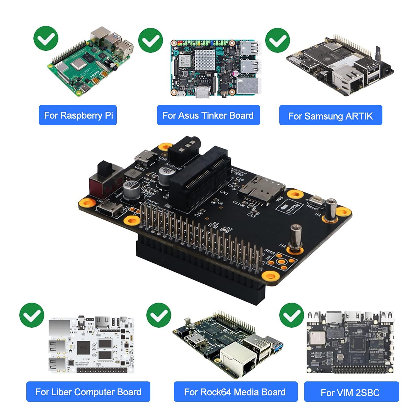 Sanpyl 3G 4G LTE Base Hat Module, PC Computer Board to Micro USB with SIM Card, Support 3Amps, Mini PCI E Socket, for Raspberry Pi 4 3 2