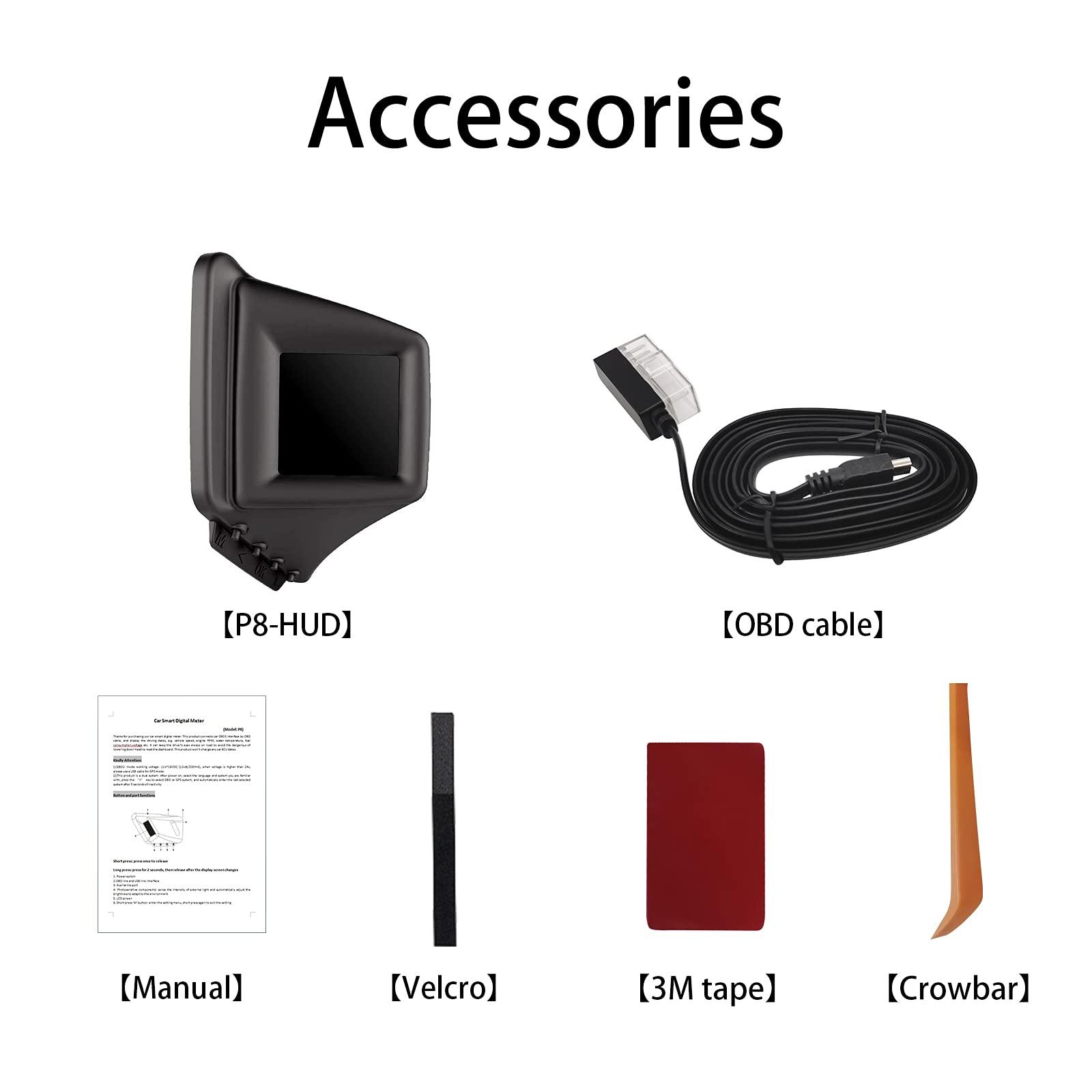 wiiyii Head Up Display, Car HUD P8, OBDII & GPS Dual System, The 1st Model in The Market Can be Installed on A-Pillar Trim (1)