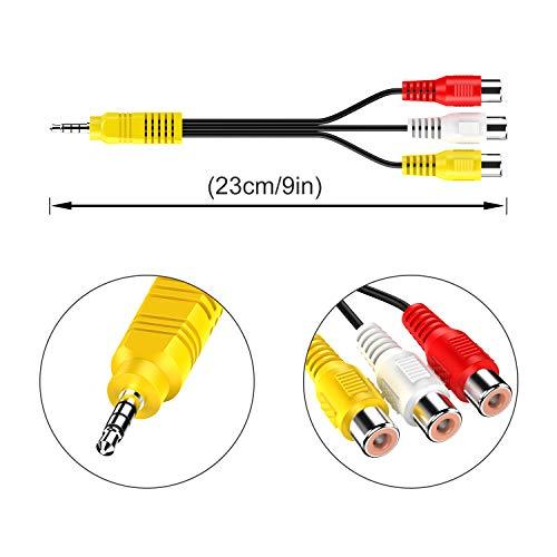 Adaptermvp 3.5MM to 3 RCA Cable ?Video AV Component Adapter Cable Replacement for TCL TV, 3 RCA to AV Input Adapter - 23CM/9in