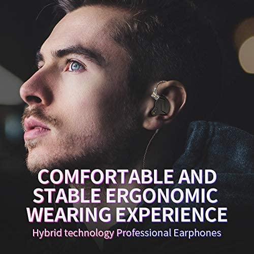 H HIFIHEAR KZ ZSN Pro Wired Earbuds in-Ear Headphones with 3.5mm Plug,Microphone with Built-in Remote to Control Music, Phone Calls,in-Ear Monitors with 2 Pin Detachable Tangle-Free Cable(Purple with Mic)