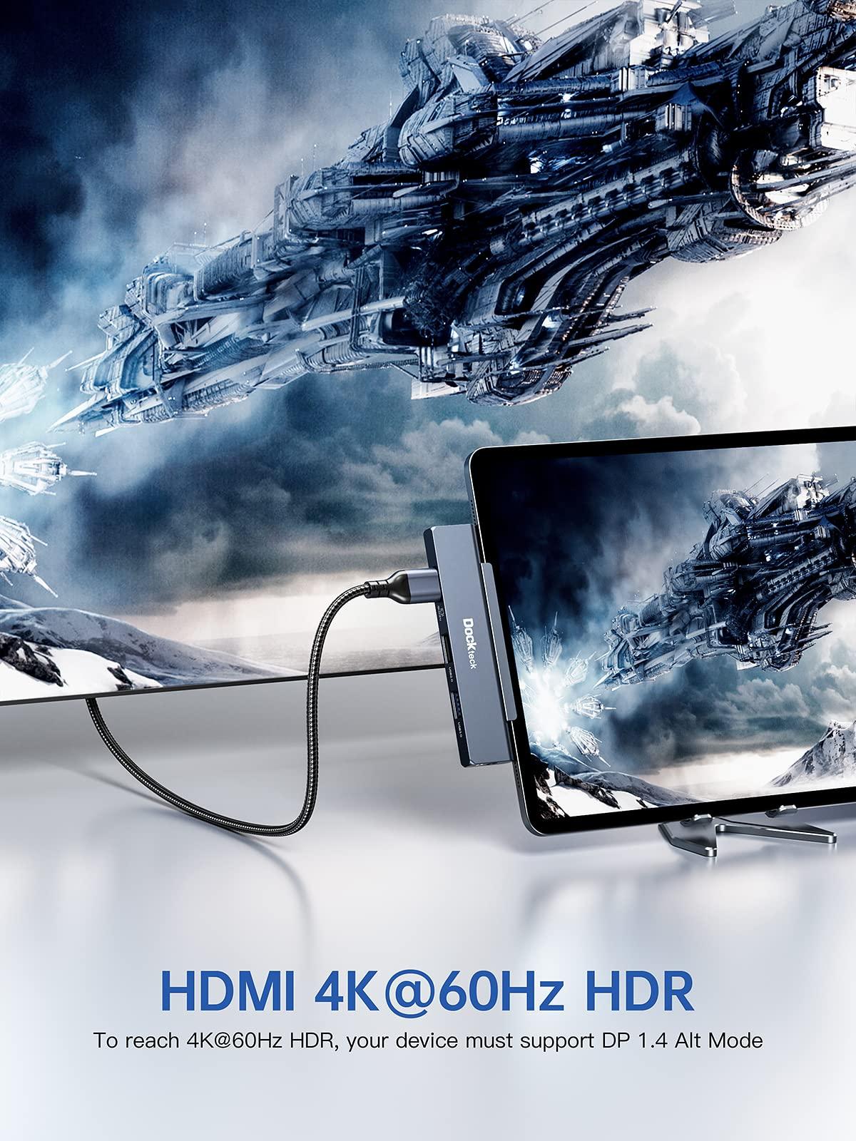 dockteck iPad Pro USB C Hub Multiport Adapter - Dockteck USBC Hub 5 in 1 with 100W PD, 4K 60Hz HDMI, Audio, USB 3.0, USB C Dock with Magnetic Grip for iPad Pro 12.9 2021 2020 2018, iPad Air, iPad Mini 6