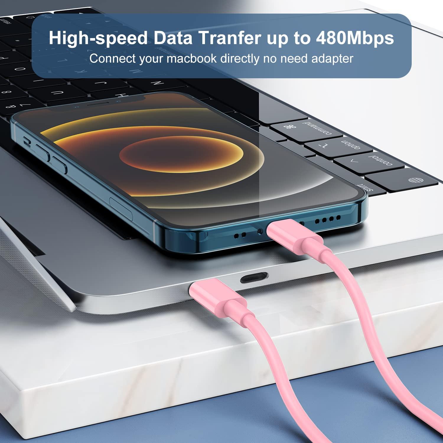 OOOUSE 6ft iPhone Charger USB C Lightning Cable,Usbc to Lighting Fast Charging Cord for iPhone 13 12 Charger Cable 6 ftApple MFi Certified,Long Type C Wire for Apple iPhone 13 12 Pro Max 11 X XS Pink