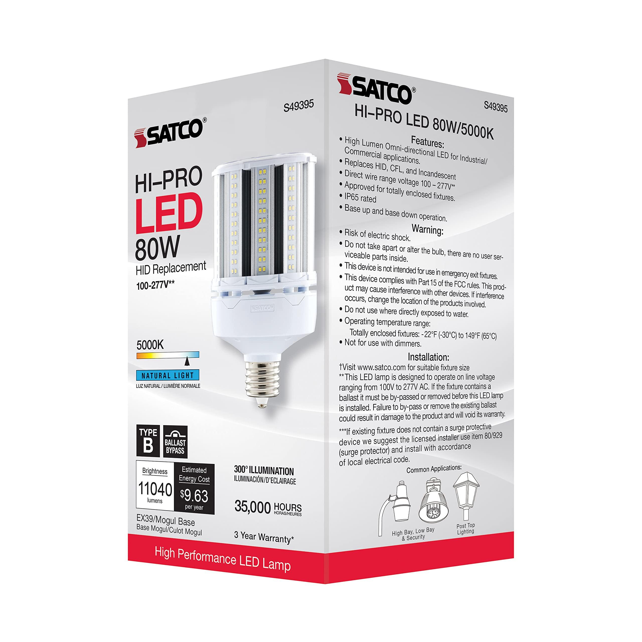 Satco Satco S49395 LED B11 Light Bulb, 80W, 11040L, 5000K, 35000 Hour Rating, Natural Light