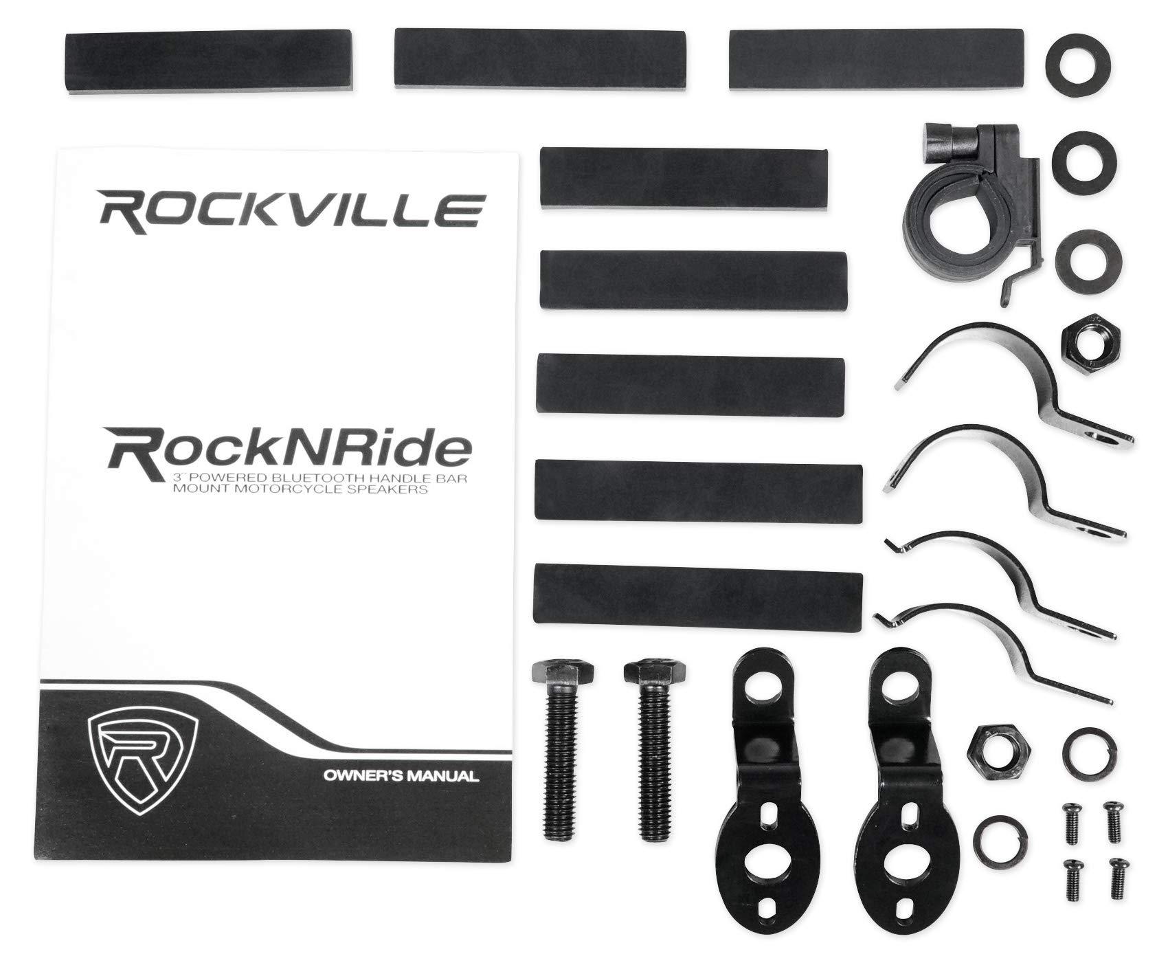 Rockville Rockville rocknride (2) RockNRide 3" Powered Bluetooth Metal Motorcycle Handlebar Speakers, Black