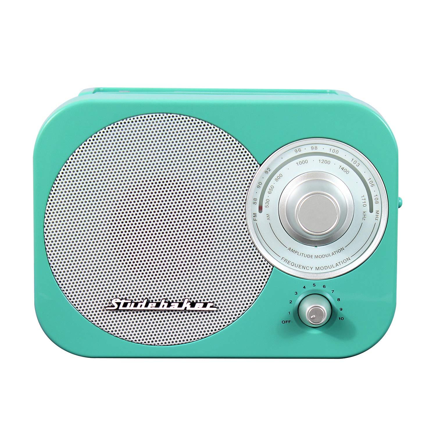 Studebaker Studebaker SB2000TS Teal/Silver Retro Classic Portable AM/FM Radio with Aux Input