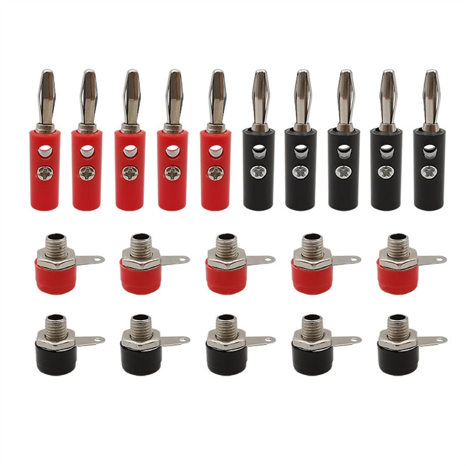 WUZDPRCJ 10Pair 4mm Banana Plug Socket Connector Red Black Male Female Binding Post Test Terminal Panel Mount Adapter Connectors
