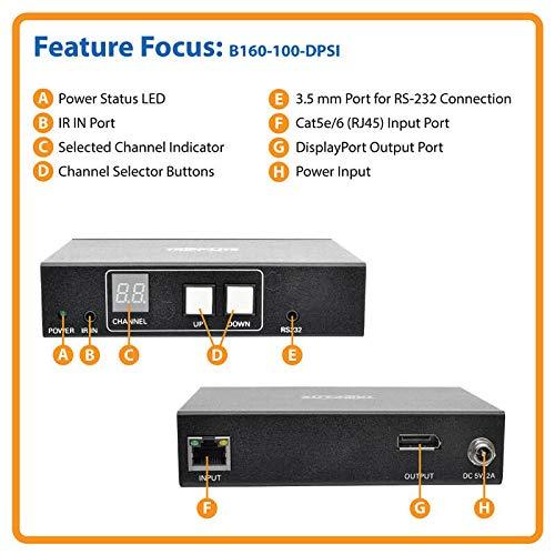 Tripp Lite Tripp Lite DisplayPort Over IP Receiver / Extender Cat5 / Cat6 w/ RS-232 Serial & IR Control 1080p 100M TAA (B160-100-DPSI)