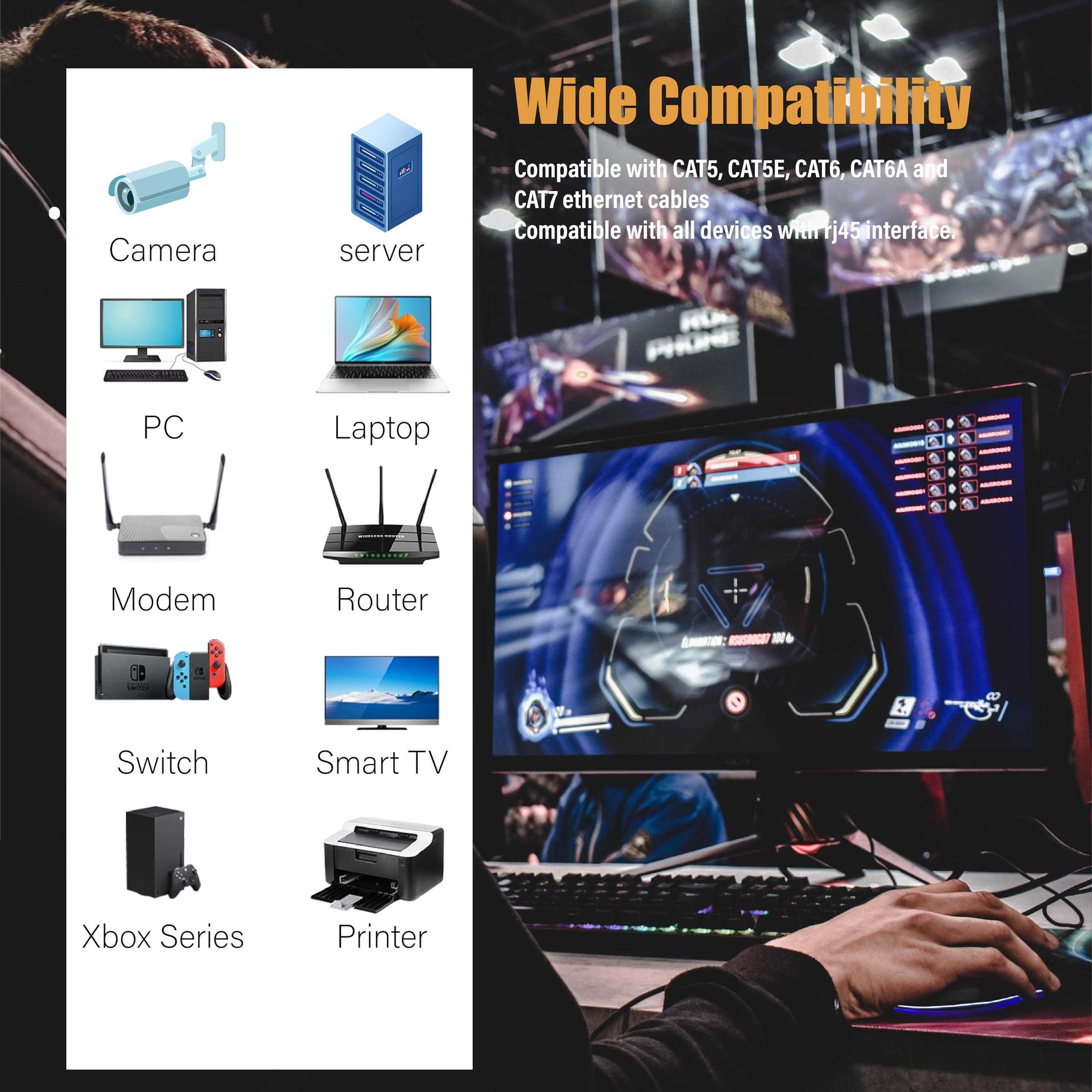 MUKSIRON MUKSIRON Cat8 Ethernet Cable 200 FT,Outdoor & Indoor,Professional LAN Cable Shielded in Wall,Heavy Duty High Speed Internet Network Cable 40Gbps,2000Mhz with RJ45 Connector,UV Resistant for Router