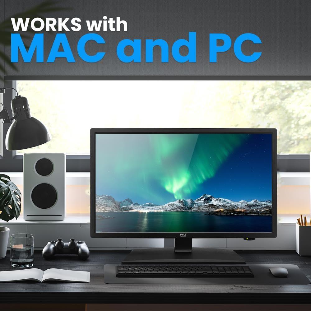 Pyle Pyle 21.5 Inch 1080p LED RV Television - Slim Flat Screen Monitor FHD Small TV w/HDMI, RCA, Multimedia Disk/DVD Combo, 12/24 Volt Car Adapter, Wall Mount, Works w/Mac PC, Includes Remote Control